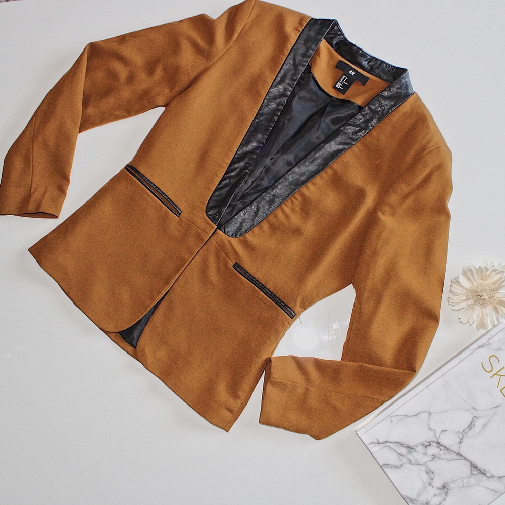 Brown and black leather Elegant Jacket
